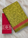 AJRAKH FANCY HAND BLOCK MULMUL COTTON MEHNDI GREEN SAREE