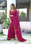 AJRAKH FANCY HAND BLOCK MULMUL COTTON MAROON SAREE