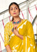KESHARIYA PURE MULMUL COTTON FLORAL BLOCK PRINTED MUSTARD YELLOW SAREE