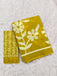 KESHARIYA PURE MULMUL COTTON FLORAL BLOCK PRINTED MUSTARD YELLOW SAREE