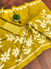 KESHARIYA PURE MULMUL COTTON FLORAL BLOCK PRINTED MUSTARD YELLOW SAREE