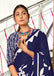 KESHARIYA PURE MULMUL COTTON FLORAL BLOCK PRINTED NAVY BLUE SAREE