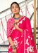 KESHARIYA PURE MULMUL COTTON FLORAL BLOCK PRINTED PINK SAREE