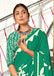 KESHARIYA PURE MULMUL COTTON FLORAL BLOCK PRINTED TURQUOISE GREEN SAREE