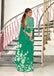 KESHARIYA PURE MULMUL COTTON FLORAL BLOCK PRINTED TURQUOISE GREEN SAREE
