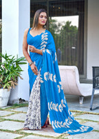 BAGRU BLOCK PRINT MULMUL COTTON MULTICOLOR SAREES
