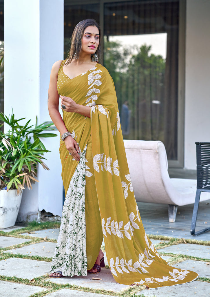 BAGRU BLOCK PRINT MULMUL COTTON MULTICOLOR SAREES