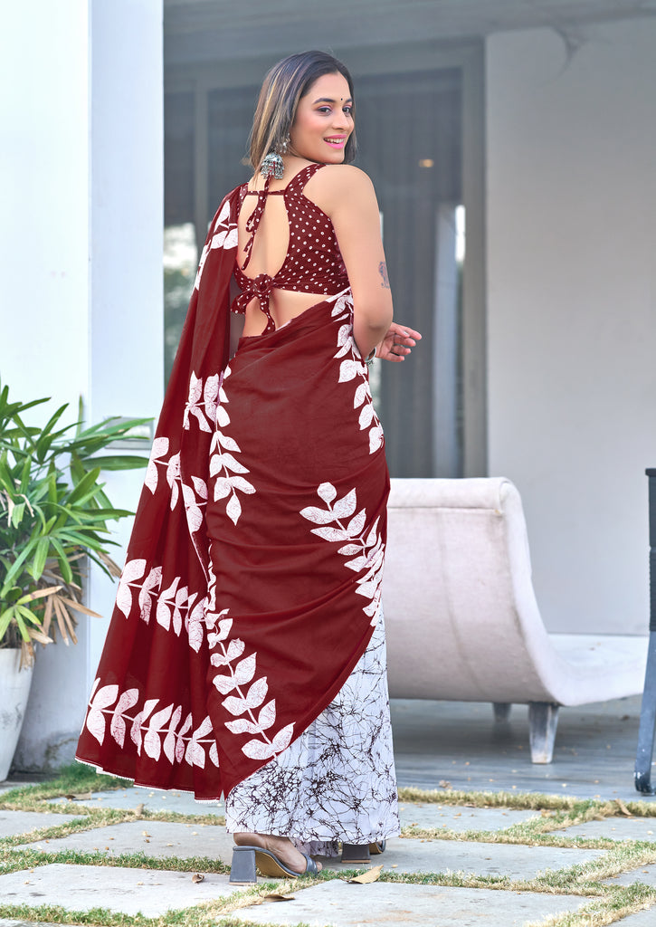 BAGRU BLOCK PRINT MULMUL COTTON MULTICOLOR SAREES