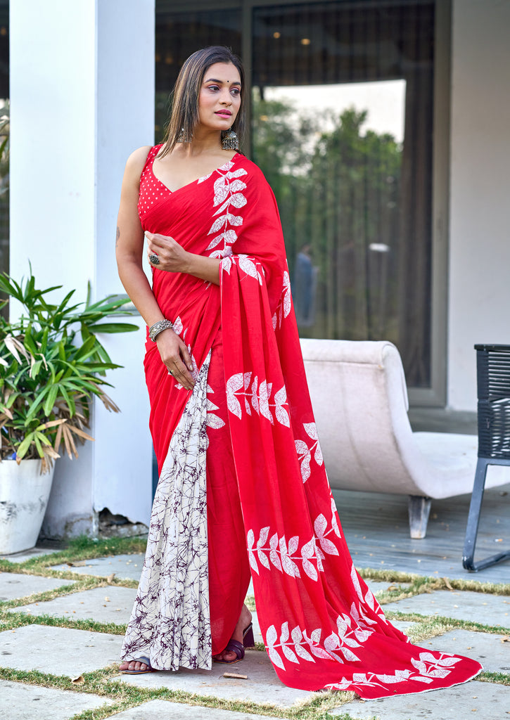 BAGRU BLOCK PRINT MULMUL COTTON MULTICOLOR SAREES
