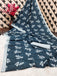 LEELAWANTHI SOFT PURE COTTON BAGRU PRINT BLUE SAREE