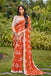 LEELAWANTHI SOFT PURE COTTON BAGRU PRINT RUST ORANGE SAREE