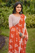 LEELAWANTHI SOFT PURE COTTON BAGRU PRINT RUST ORANGE SAREE
