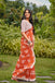 LEELAWANTHI SOFT PURE COTTON BAGRU PRINT RUST ORANGE SAREE