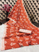 LEELAWANTHI SOFT PURE COTTON BAGRU PRINT RUST ORANGE SAREE