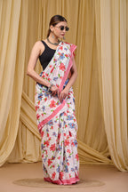 LOTUS SOFT PURE COTTON BAGRU FLOWER PRINT MULTICOLOR SAREE