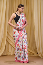 LOTUS SOFT PURE COTTON BAGRU FLOWER PRINT MULTICOLOR SAREE