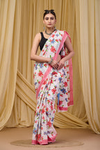 LOTUS SOFT PURE COTTON BAGRU FLOWER PRINT MULTICOLOR SAREE
