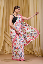 LOTUS SOFT PURE COTTON BAGRU FLOWER PRINT MULTICOLOR SAREE