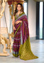 MADHUBALA PURE MULMUL COTTON IKKAT HAND BLOCK PRINT MAROON SAREE
