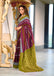 MADHUBALA PURE MULMUL COTTON IKKAT HAND BLOCK PRINT MAROON SAREE