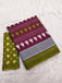 MADHUBALA PURE MULMUL COTTON IKKAT HAND BLOCK PRINT MAROON SAREE