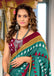 MADHUBALA PURE MULMUL COTTON IKKAT HAND BLOCK PRINT TEAL BLUE SAREE