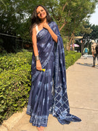 MADHURI SOFT PURE COTTON FANCY PRINTED BLUE SAREE