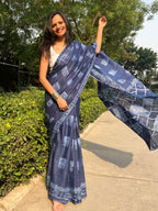 MADHURI SOFT PURE COTTON FANCY PRINTED BLUE SAREE