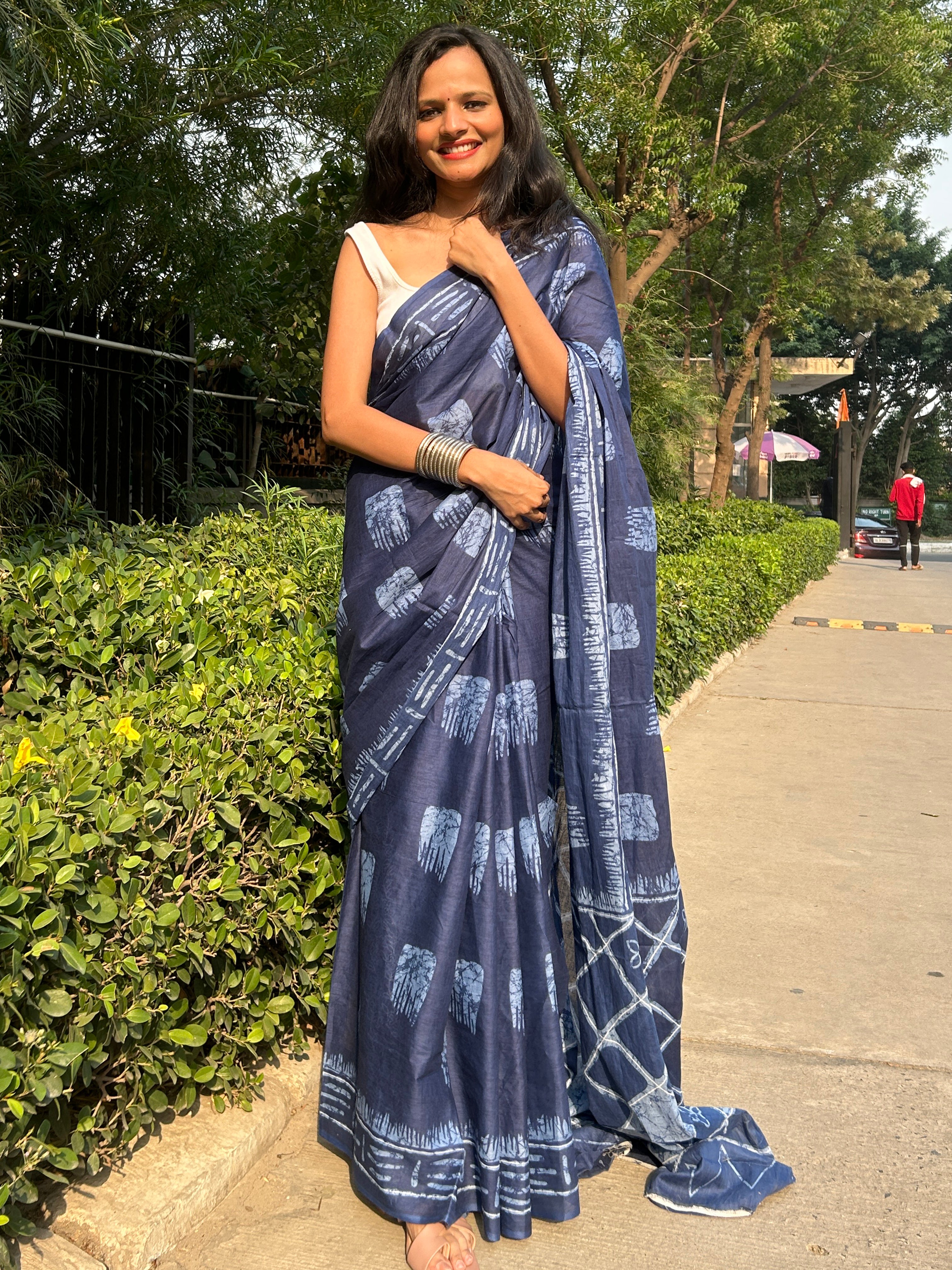 MADHURI SOFT PURE COTTON FANCY PRINTED BLUE SAREE