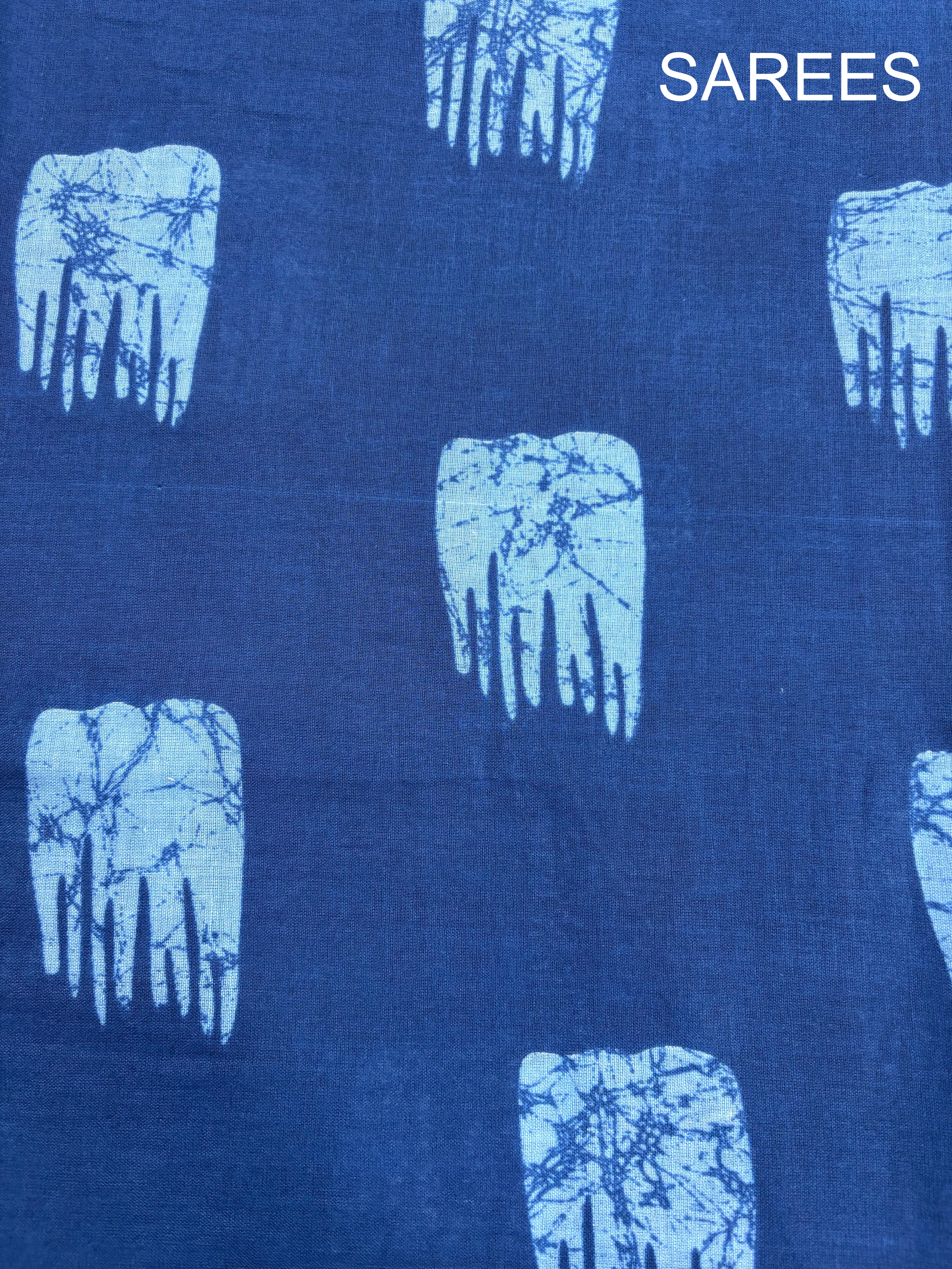 MADHURI SOFT PURE COTTON FANCY PRINTED BLUE SAREE