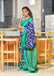 MAHARANI PURE MULMUL COTTON IKKAT PRINTD GREEN AND BLUE SAREE