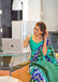 MAHARANI PURE MULMUL COTTON IKKAT PRINTD GREEN AND BLUE SAREE