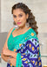 MAHARANI PURE MULMUL COTTON IKKAT PRINTD GREEN AND BLUE SAREE
