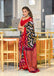 MAHARANI PURE MULMUL COTTON IKKAT PRINTD RED AND BLACK SAREE