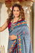 MALAVIKA PURE MULMUL COTTON IKKAT PRINTD LIGHT GREY SAREE