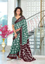 MALHARI IKKAT HAND PRINT MULMUL COTTON GREEN SAREE