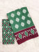 MALHARI IKKAT HAND PRINT MULMUL COTTON GREEN SAREE