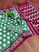 MALHARI IKKAT HAND PRINT MULMUL COTTON GREEN SAREE
