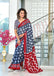 MALHARI IKKAT HAND PRINT MULMUL COTTON GREY SAREE