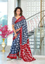 MALHARI IKKAT HAND PRINT MULMUL COTTON GREY SAREE
