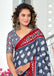 MALHARI IKKAT HAND PRINT MULMUL COTTON GREY SAREE