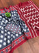 MALHARI IKKAT HAND PRINT MULMUL COTTON GREY SAREE