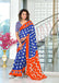 MALHARI IKKAT HAND PRINT MULMUL COTTON ROYAL BLUE SAREE