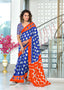 MALHARI IKKAT HAND PRINT MULMUL COTTON ROYAL BLUE SAREE
