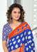 MALHARI IKKAT HAND PRINT MULMUL COTTON ROYAL BLUE SAREE
