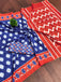 MALHARI IKKAT HAND PRINT MULMUL COTTON ROYAL BLUE SAREE