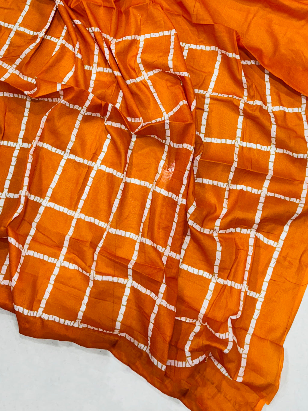 MANGLAM SOFT PURE COTTON HAF-HAF HAND BLOCK PRINT ORANGE SAREE