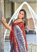 MAYTRI PURE MULMUL COTTON IKKAT  PRINTD LIGHT GREY SAREE