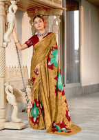 MEERI SOFT MULMUL COTTON AND COMFORT FABRIC GOLDEN SAREE