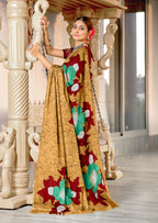 MEERI SOFT MULMUL COTTON AND COMFORT FABRIC GOLDEN SAREE